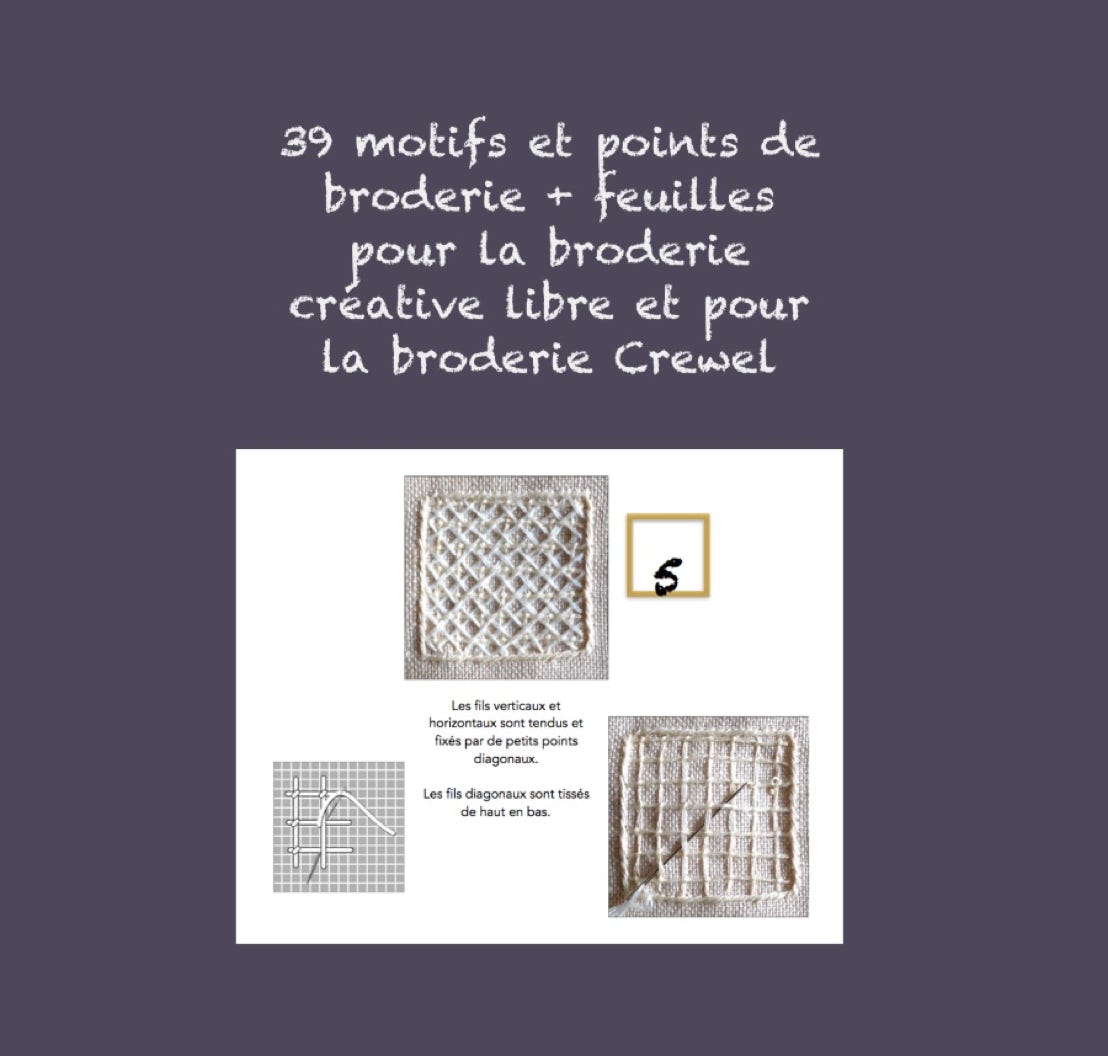 Verso du livre : Crewel broderie tissu à motifs
