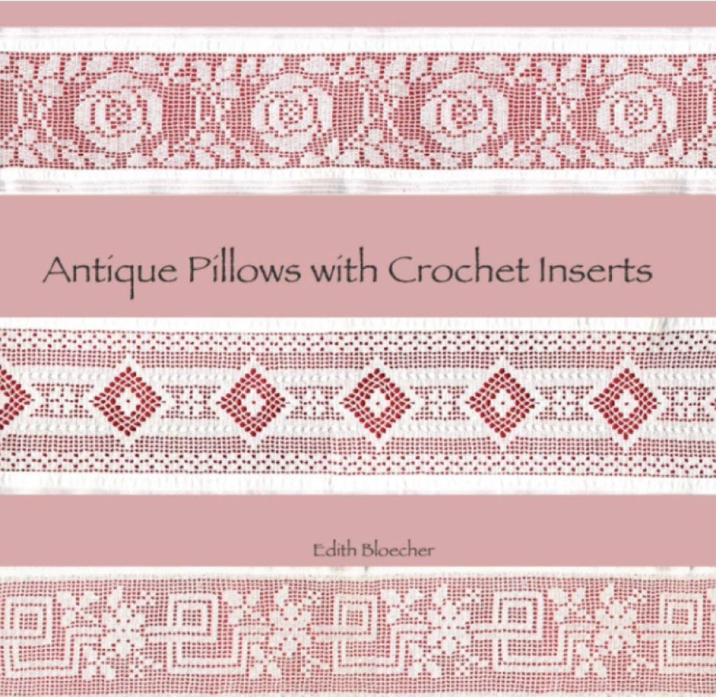 book antique pillows with crochet inserts