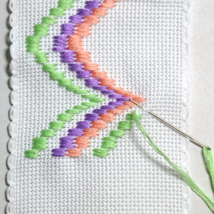 So wird Bargello Stickerei gestickt