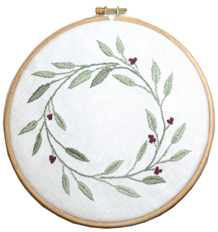 Blätterkranz aus dem Buch Blumen sticken