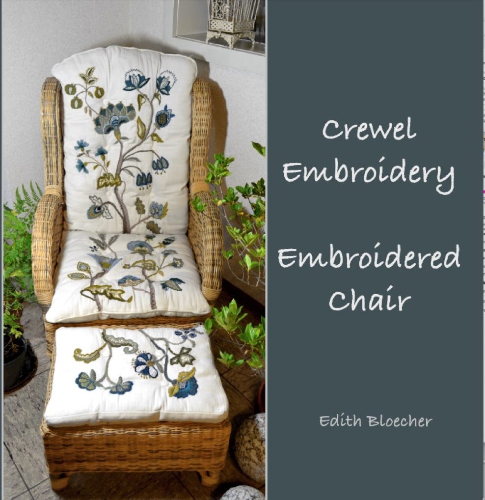 book Crewel embroidery , embroidered chair