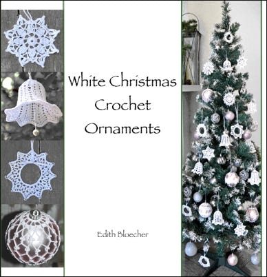 book white Christmas  crochet ornaments